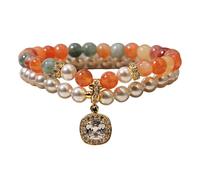 TSMORY Perles résistantes aux allergies, structure double couche, légère et confortable, pour une utilisation toute la journée, accessoire de perles de verre, chaîne de main, taille unique, Comme