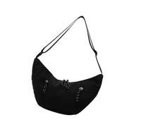 TSMORY Petit sac à bandoulière en forme de demi-lune avec motif croissant, Noir , As shown in the figure