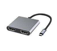 TSMORY Station d'accueil USB C Duals HDTV 4K @ 60 Hz en aluminium avec alimentation et USB pour stations de travail multi-moniteurs, double station d'accueil HD de type C