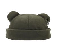 TSMORY Unisexe Chaud Épais Hiver Casquettes Sans Bord Avec Belle Oreille D'Ours Mode Street Dancing Chapeau Tête De Mort Chapeau Pour Femme Fille, Vert, XS-XXL