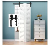 TSMST 100cm/3.3ft Kit complet de porte coulissante à deux plis, Kit de piste de porte de grange à faible encombrement pour 2 portes, Lisse et calme (pas de porte)