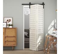 TSMST 120cm/4ft Système de porte coulissante à deux plis Kit complet, gain de place porte de grange piste Set pour 2 portes, Lisse et calme (pas de porte)