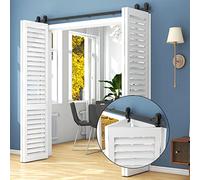 TSMST 183cm/6ft Kit de quincaillerie pour porte de grange coulissante pliante pour 4 portes, ensemble de rails de porte de grange,(keine Tür) Risseau ensem forme de T