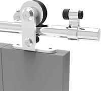 TSMST 274cm/9FT Quincaillerie Kit de Rail pour Porte Coulissante en Acier Inoxydable, Kit de Rail de Porte de Grange Robuste Adapté à une Porte en Bois Unique,forme de T
