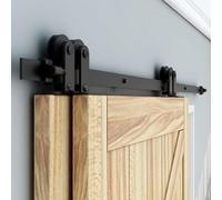 TSMST 7FT/213cm Bypass Double Porte Quincaillerie Coulissante de Grange en Bois Kit, Système de Rail kit Pour Portes Coulissantes,Forme de T