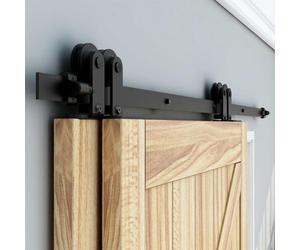 TSMST 9FT/274cm Bypass Double Porte Quincaillerie Coulissante de Grange en Bois Kit, Système de Rail kit Pour Portes Coulissantes,Forme de T