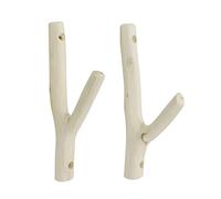 Tsnamay Lot de 2 crochets muraux en bois véritable - Motif branche d'arbre rustique - Sans écorce - Épaisseur : 1 à 2 cm - Avec vis