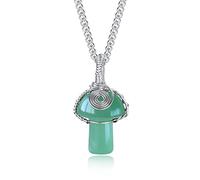 Tsnamer Collier avec pendentif en forme de champignon en cristal enveloppé de fil de fer pour femme, Plaqué or rose 14 carats, Cristal