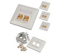 tsnetworks Lot de 4 prises bananes pour haut-parleur avec borne pôle Keystone Module plaqué or rouge/noir, terminal de raccordement haut de gamme avec fiche banane femelle pour câbles d'enceinte