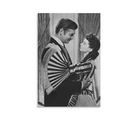 TSNKNP Clark Gable Vivien Leigh Poster décoratif sur toile, art mural, pour salon, chambre à coucher, impression murale, moderne, décoration de salle familiale, 30 x 45 cm