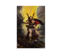 TSNKNP Frank-Frazetta-Death-Dealer Poster décoratif sur toile pour salon, chambre à coucher, art mural, impression photo, moderne, décoration de salle familiale, 50 x 75 cm