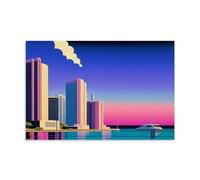 TSNKNP Hiroshi Nagai City River Poster Peinture décorative sur toile Art mural pour salon, chambre à coucher, art mural, impression d'image moderne, décoration de salle familiale, 60 x 90 cm
