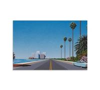 TSNKNP Hiroshi Nagai Poster de voiture bleu Peinture décorative sur toile Art mural pour salon, chambre à coucher, art mural, impression d'image moderne, décoration de salle familiale, 60 x 90 cm