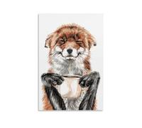 TSNKNP Morning Fox Animal Poster Peinture décorative sur toile Art mural pour salon, chambre à coucher, art mural, impression d'image moderne, décoration de salle familiale, 60 x 90 cm