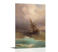 TSNKNP Ship In The Stormy Sea Poster Peinture décorative sur toile Art mural pour salon, chambre à coucher, art mural, impression d'image moderne, décoration de salle familiale, 40 x 60 cm