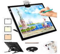 TSOCOS Boîte à lumière A3 pour dessin - Planche lumineuse portable sans fil alimentée par batterie 3 couleurs, intensité variable continue, 6 niveaux de luminosité, boîte à lumière de traçage, planche