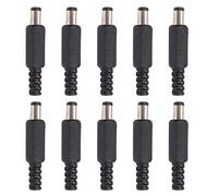 TsoLay 10Pcs 5.5X2.1Mm Mâle À Souder DC Barrel Pointe Fiche Jack Droite Connecteurs pour Alimentation DC Alimentation LED Commutateur Noir