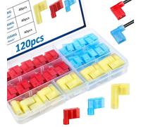 TsoLay 120pcs Connecteur de Drapeau de Déconnexion Connecteurs de Bêche à Angle Droit en Nylon pour 22-18/16-14/12-10AWG Câblage de la Jauge