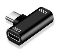 TsoLay Câble de Charge de Type-C Chargeur de Convertisseur Adaptateur Double pour Le Smartphone Casque D'Écoute Noir