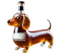 TsoLay Gobelet en Verre Dck-Tache à Chien Bouteille de Whisky, Flacon d'alcool Réutilisable Bouteille de Vin Rouge, 3D Sculpted Dckhund Shape Design Glassware C