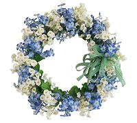 TsoLay Guirlande de Porte Artificielle, Couronne de Fleur Artificielle Bleue et Blanche à la Main, pour DéCoration de FêTe de Mariage de FenêTre de Mur de Porte D'EntréE