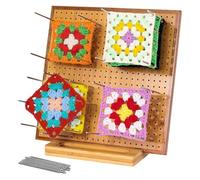 TsoLay pour la Planche à Blocs de Crochet 11,8 Pouces avec 20 Aiguilles/Chevilles, pour Le Bloc de Tricot au Crochet, Bamboo Granny Square