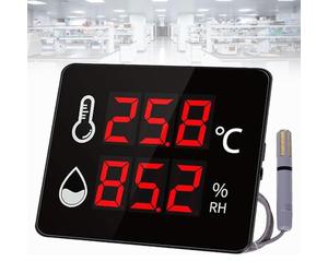 TsoLay Thermomètre Et Hygromètre D'intérieur, Thermomètre Industriel, Température -40 À 100 °C, Humidité Relative 0 À 99,9%, Alarmes De Seuils Supérieur Et Inférieur, pour La Maison, La Salle