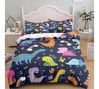 TSOPEFI Parure de lit pour enfants avec motif de dinosaure, housse de couette imprimée de dinosaures mignons et colorés, ensemble de literie décoratif et ludique pour garçon fille (A, 200x200cm)