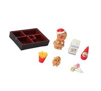Tsophreniq Accessoires pour maison de poupée de Noël 1/12 - Scène de service alimentaire miniature avec décoration en pain d'épice et plateau de rangement - Accessoires alimentaires de Noël miniatures