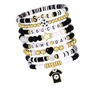 Tsophreniq Bracelets sur le thème du football avec breloques de football interchangeables pour les amateurs de sport et les membres de l'équipe, cadeau attentionné pour tournoi souvenir, One Size