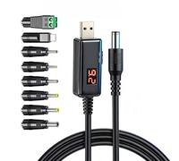 Tsophreniq Câble d'alimentation USB vers CC 5,5 mm 5 V/9 V/12 V avec 8 embouts interchangeables pour diverses exigences de charge électronique, adaptateur d'alimentation d'appareil photo