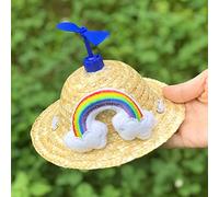 Tsophreniq Chapeau bob pour chien - Chapeau de soleil d'extérieur en paille tissée à la main pour chiot - Accessoires pour animaux de compagnie - Vêtements pour filles, petits chiens et garçons
