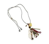 Tsophreniq Collier à franges en acrylique multicolore avec cordon tressé réglable pour femme, bijoux tendance colorés en acrylique avec pendentif long collier de perles, One Size, Comme décrit, Comme