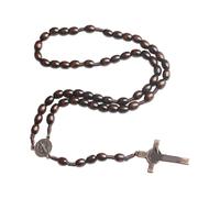 Tsophreniq Collier chapelet vintage inspiré des perles en bois - Tailles : 8 mm - 10 mm - Pendentif de 5,2 cm inclus - Accessoire élégant, One Size, Comme décrit, Comme décrit.