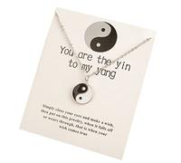 Tsophreniq Colliers avec pendentif en forme de potins, huit schémas noirs et blancs pour amant, meilleure amitié, femme, collier Chi unisexe pour homme et femme
