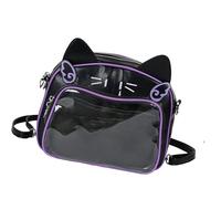 Tsophreniq Itabag Sac à dos en polyuréthane pour femme et adolescente Motif chats, noir/violet