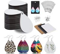Tsophreniq Lot de 90 boucles d'oreilles vierges avec impression par sublimation pour Noël, la Saint-Valentin, la fête des mères, Halloween, projets de sublimation à transfert thermique, crochets en