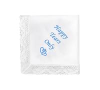 Tsophreniq Paire de mouchoirs sophistiqués en dentelle peignée de qualité supérieure - Accessoires de cérémonie formelle - Paire de mouchoirs brodés de luxe pour mariages, Happy Tears Only, taille