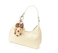 Tsophreniq Sac à main en polyuréthane de grande capacité avec pendentif, idéal pour un usage quotidien, voyage d'affaires, sac de bureau spacieux, beige