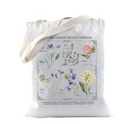 TSOTMO Sac fourre-tout à fleurs littéraires pour lecteur, poète, littérature, cadeau pour rat de bibliothèque, Night Dream, medium