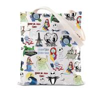 TSOTMO Sac fourre-tout inspiré de Nightmare Skull Merch Jack et Sally - Cadeau pour les fans de Zero Ghost Dog, Toile Nightmare, medium