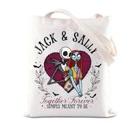 TSOTMO Sac fourre-tout inspiré du film Nightmare Jack et Sally pour amoureux de Jack et Sally Just Meant To Be Sac à main Cadeau gothique de Saint-Valentin, Simplement signifiant, medium