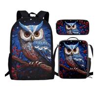 TSOVTHRID Ensemble de sacs d'école pour enfants de 43,2 cm, sacs à dos, sacs à livres, sac fourre-tout, trousses à stylos, chouette