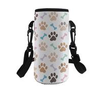 TSOVTHRID Joli sac de transport portable pour bouteille d'eau avec sangle pour filles, marche et randonnée, Patte de chien., Taille unique, Ensemble cartable