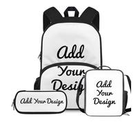 TSOVTHRID Lot de 3 sacs à dos pour école - Sac à dos léger pour filles de 10 à 12 ans - Sac à dos d'école avec sac à déjeuner, A Custom
