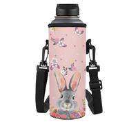 TSOVTHRID Manchon de bouteille d'eau mignon et léger avec sangle pour les filles qui marchent, lapin, Taille unique, Ensemble cartable