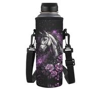 TSOVTHRID Manchon de bouteille d'eau portable tendance avec sangle pour les filles qui marchent, Cool Horse Rose, Taille unique, Ensemble cartable