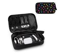 TSOVTHRID Organiseur électronique de voyage pour homme et femme, pochette de rangement pour câbles, câbles de téléphone, Airpods, clé USB, Motif pattes de chien arc-en-ciel, Trousse de beauté