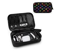 TSOVTHRID Organiseur électronique de voyage pour homme et femme, pochette de rangement pour câbles, câbles de téléphone, Airpods, clé USB, Pattes de chien arc-en-ciel, Trousse de beauté