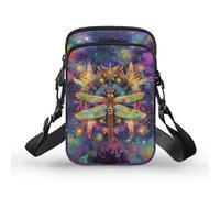 TSOVTHRID Petit sac à bandoulière messenger sac de rangement à bandoulière sacs pour bébé fille garçon, Galaxie violette libellule or